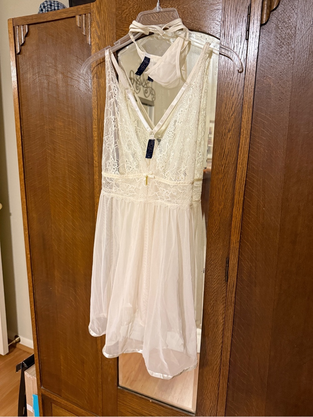 RACHEL Rachel Roy Cream Lace Halter Chemise,XL, NWOT